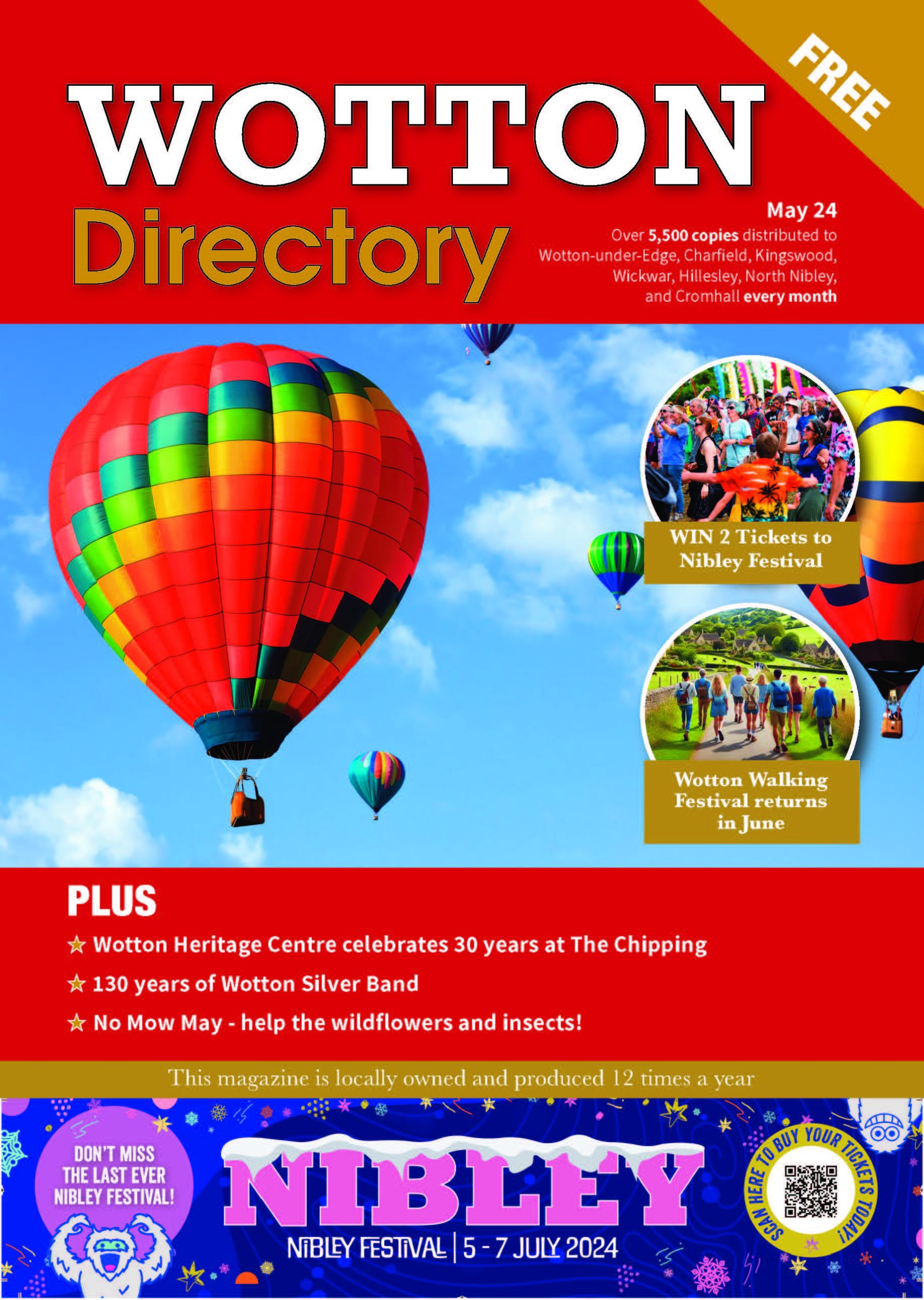 Hot air balloons on front cover of may issue