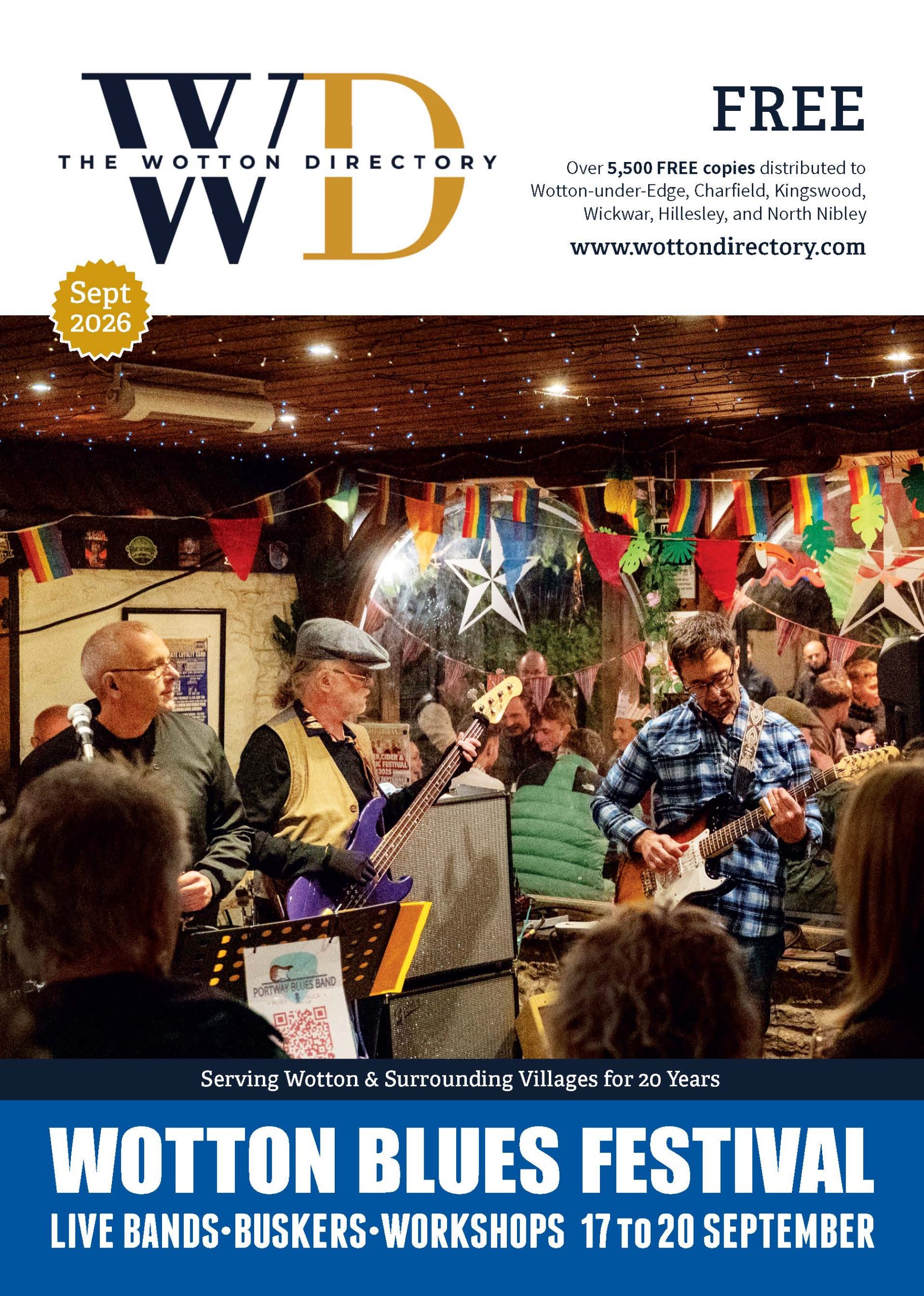 Image of sheep looking at the camera on front cover of Wotton Directory